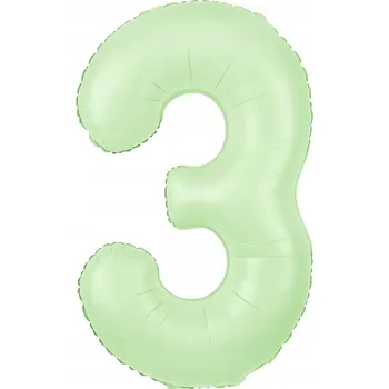 Balónek Fóliový balónek Číslice 3 Zelená pistáciová 100 cm Zelený pastelový Party Pal