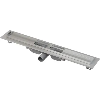 Odvodňovací žlab Sprchový žlab 750 mm, CONCEPT 100 LOW do prostoru i ke stěně, boční odtok DN 40, bez roštu, PP/nerez ocel