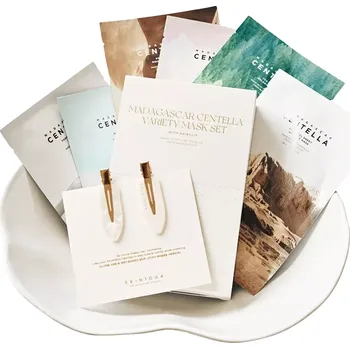 Pleťová maska SKIN1004 - Madagascar Centella Variety Mask Set - Sada 6 masek v plátýnku a sponky do vlasů - Čistící maska 23ml + Rozjasňující maska 25ml + Vyživující maska 22ml + Hydratační maska 23ml + Relaxační maska 24ml + Hydrogelová maska 25ml