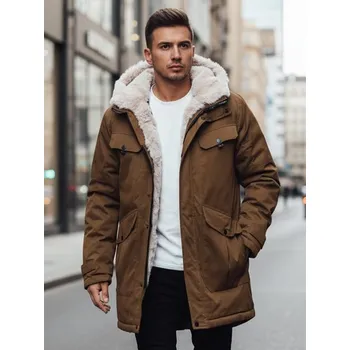 Pánská casual bunda Dstreet Hnědá pánská parka na zimu