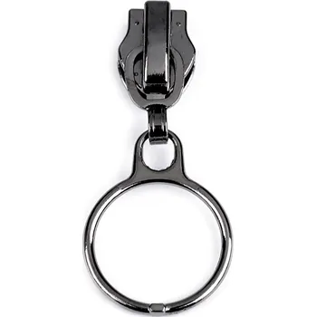 Zip Jezdec ke spirálovým zipům No 5 s kroužkem, střední, 3 nikl černý