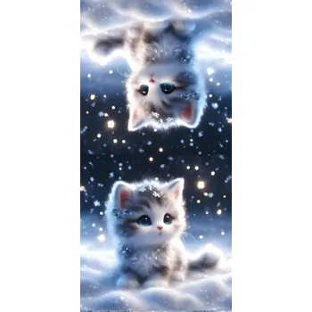 Panel- Velur na polštářek- Zasněžené koťátko