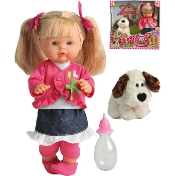 Panenka Nena 36cm mluví čůrá 50 slov set s pejskem a lahvičkou na baterie CZ Zvuk | 927065