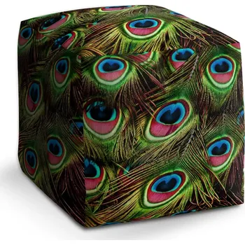 Taburet Sablio Taburet Cube Paví peří: 40x40x40 cm