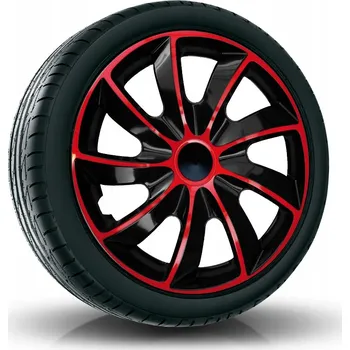 Poklice na kolo Puklice QUAD 15" červeno-černé pro Skoda, Subaru, Suzuki, 4 ks