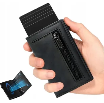 Peněženka Peněženka na karty RFID DIENQI pouzdro eko kůže černá