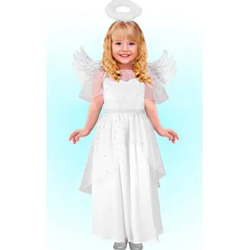 Karnevalový kostým Dětský kostým anděla (šaty, křídla, svatozář) - pro věk 11-13 let bílá