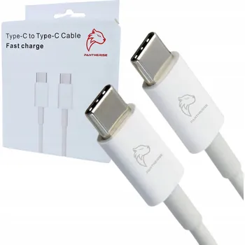 Datový kabel Kabel Pantherise USB typ C - USB typ C 1 m bílý USB-C -> USB-C ODOLNÝ