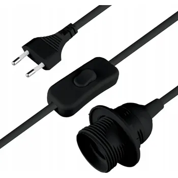 elektrický kabel Objímka E27 s kabelem 2m a vypínačem, plastová, černá DPM
