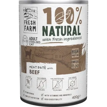 Krmivo pro psa FRESH FARM STERILIZOVANÁ PAŠTIKA HOVĚZÍ 400G