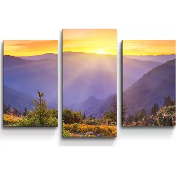 Obraz Sablio Obraz - 3-dílný Západ slunce nad lesem - 75x50 cm