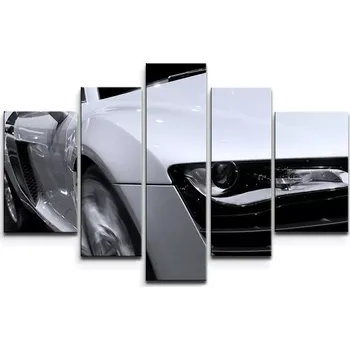 Obraz Sablio Obraz - 5-dílný Bílý sporťák - 125x90 cm