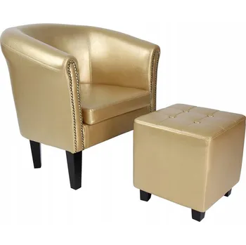 Křeslo Křeslo Chesterfield 2 s podnožkou, zlaté