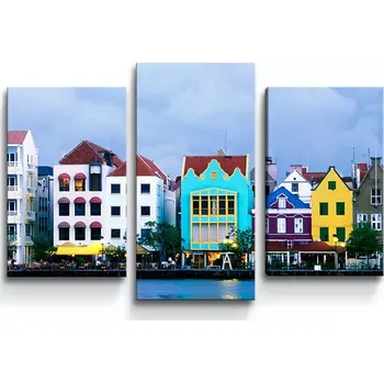 Obraz Sablio Obraz - 3-dílný Domky u moře - 75x50 cm
