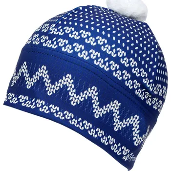 Čepice COLLM Čepice s bambulí ZMIJOVKA modrá Velikost: L/XL obvod hlavy 55-60cm