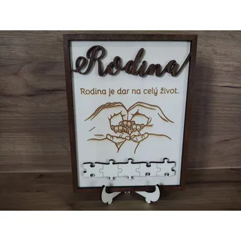 Puzzle Dřevěná dekorace - RODINA puzzle s gravírováním 6 puzzle