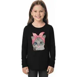 DÍVČÍ TRIČKO S KOČKOU ZIMA26 Barva: Černá, Velikost: 158