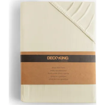 Prostěradlo Bavlněné jersey prostěradlo s gumou DecoKing Amber béžové, velikost 160-180x200+30