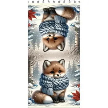 Panel- Velur na polštářek- Liška v šále