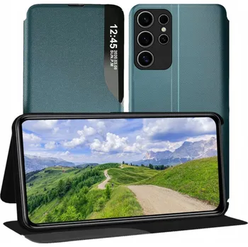 Pouzdro na mobilní telefon Pouzdro s klopou RCBR pro Samsung Galaxy S24 Ultra 5G SM-S928 WINDOW CASE zelené