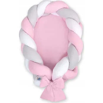 Hnízdečko pro miminko Hnízdečko pro miminko pletené 2 v 1 - bílo - šedo - růžové My Sweet Baby