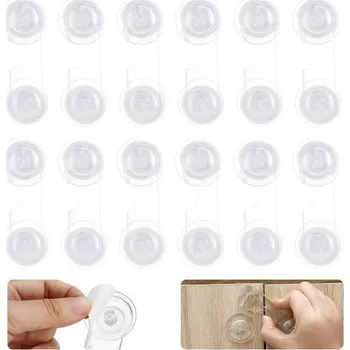 Dětský bezpečnostní prvek Zámky skříněk a zásuvek Xialvyu 12 Pack, bílé zásuvky skříněk pro dětskou pojistku, silné lepidlo,