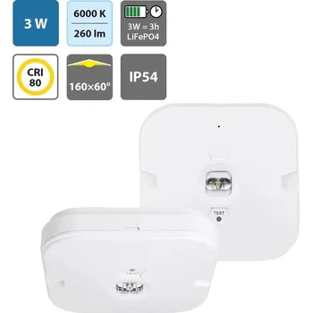 Nouzové osvětlení McLED ML-461.003.68.0 LED nouzové svítidlo Superior C13x13cm 3W 260lm 6000K IP54