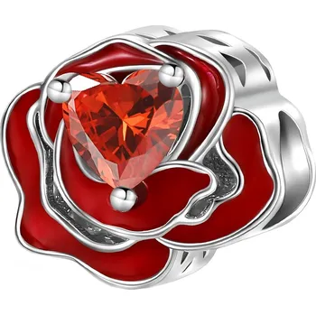 Přívěsek Přívěsek Charms Růže se Srdcem Stříbro 925 Charms Přívěsky Trusky
