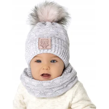 Čepice SOUPRAVA ČEPICE + NÁKRČNÍK ZIMNÍ PRO DÍVKU 44 48