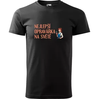 Sablio Tričko s potiskem Nejlepší opravářka na světě - černé 5XL