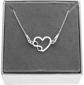 Náhrdelník Stříbrný náhrdelník srdce srdíčko nekonečno stříbro 925 krabička