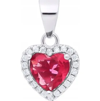 Přívěsek Stříbrný přívěsek srdce s červenou zirkon Dámský Ag925 přívěsek srdíčko
