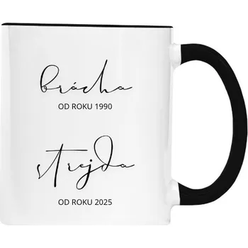 Hrnek malý barevný s potiskem Brácha strejda s upravitelným rokem