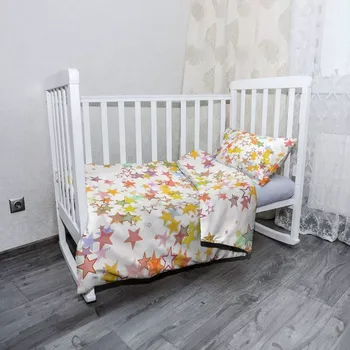 Povlečení Sablio Mikroplyšové dětské povlečení do postýlky Hvězdičky - 100x135 / 40x60