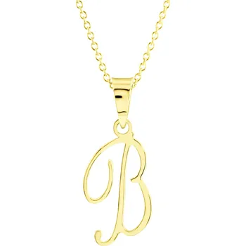 Náhrdelník GEMMAX Zlatý řetízek s písmenem „B“ - velké, psací – zlatý šperk ryzosti 585/1000 v Dárkovém balení s Certifikátem GUSYN-42121-12491