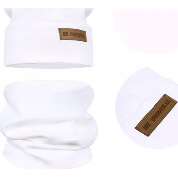 Čepice Jarní dětská souprava ČEPICE NÁKRČNÍK BAVLNA Dvojitá látka BÍLÁ