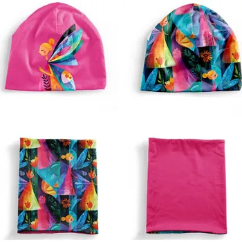 Panel se střihem S funkční úplet set čepice a nákrčník kouzlo letních křídel