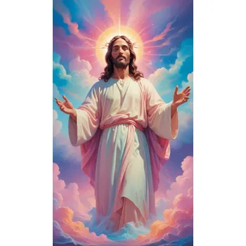 Obraz Diamantová Výšivka Ježíš Barevný Náboženství Modlitba Nebe Oblaka VELKÁ 40x80cm
