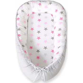 Zavinovačka Kokon dětská ohrádka zavinovačka Premium BOBONO hvězdičky růžová šedá
