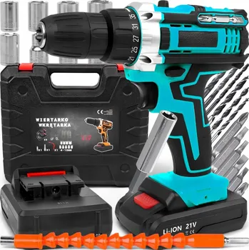 21V AKU VRTAČKA ŠROUBOVÁK MODRÁ, 2 AKUMULÁTORY 2,0Ah, KUFŘÍK