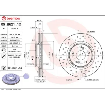 Brzdový kotouč Brzdový kotouč BREMBO 09.B621.1X