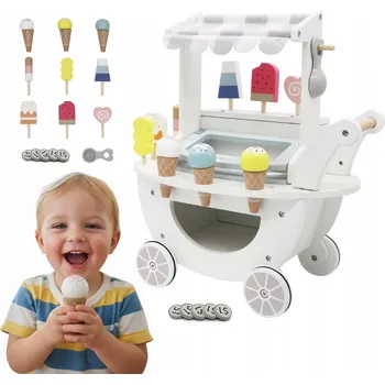 Obraz Dřevěný pojízdný zmrzlinový stánek bílý