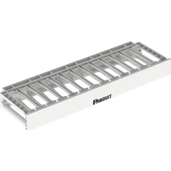 Racková skříň PANDUIT Horizontální vyvazovací panel 1U, v. 44mm, h. 157mm, jednostranný, bílý