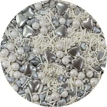 Jedlá dekorace na dort Dortisimo 4Cake Cukrové zdobení bílé a stříbrné Silver Wedding Cocktail (50 g)