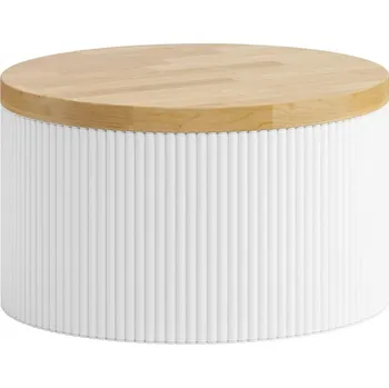 Konferenční stolek Kulatý rýhovaný konferenční stolek Ø 60 cm - Bílá