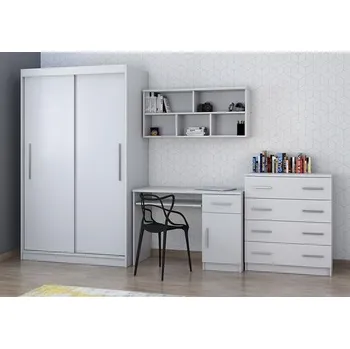 Šatní skříň Studentský pokoj Omega/TOBI BIS BB 04, 120 skříň v bílém provedení +08+09+02