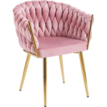 Designová sametová židle PRINCESS LUX (růžová) - zlatý rám