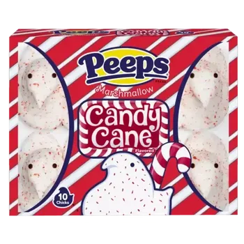 Bonbon Peeps Candy Cane marshmallows ve tvaru kuřátek s příchutí vánočního lízátka 43 g
