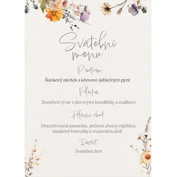 Svatební dekorace Svatební menu 336