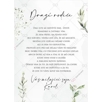 Svatební dekorace Poděkování rodičům 293